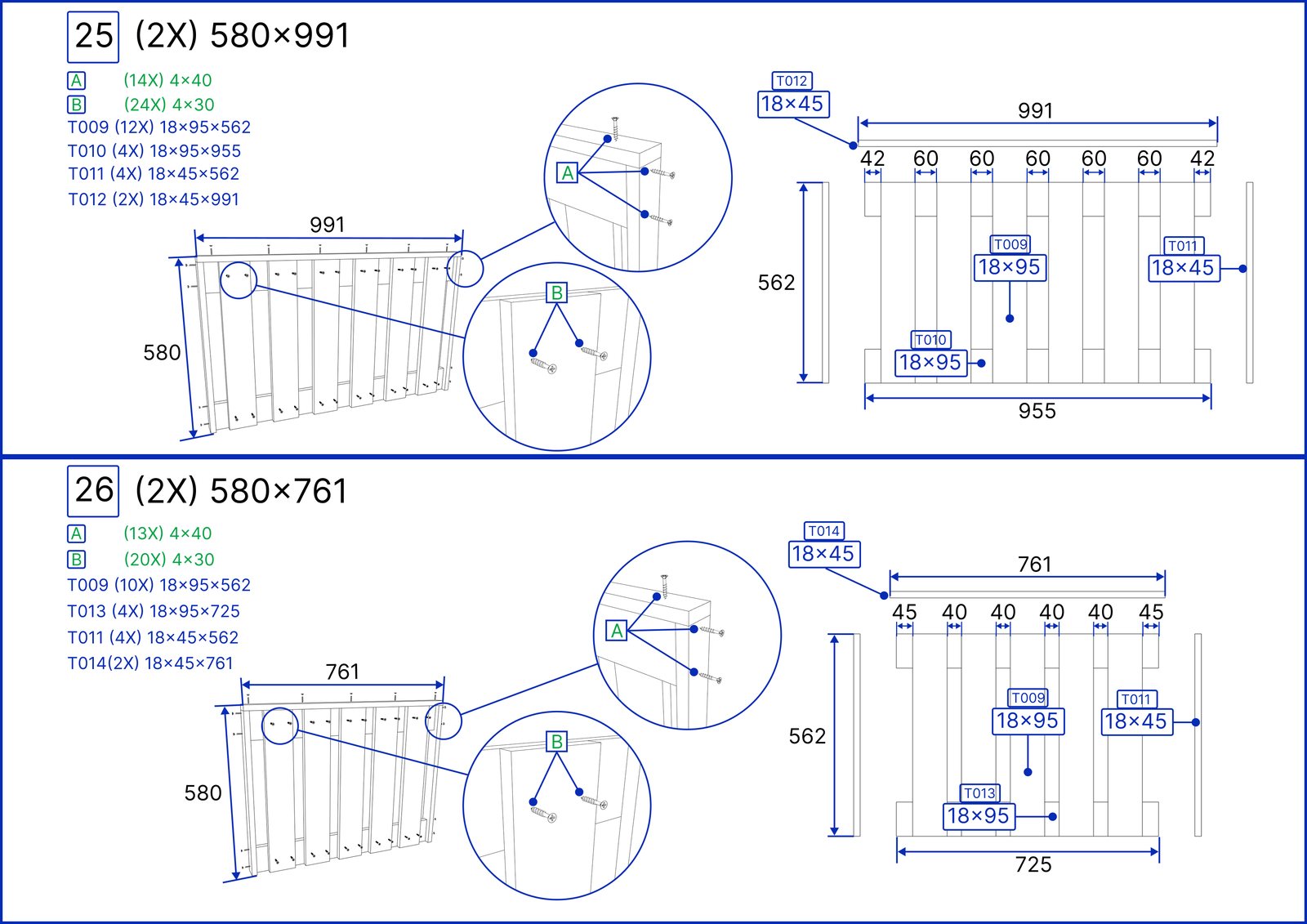 Production drawing — assemblies pos 25 and 26