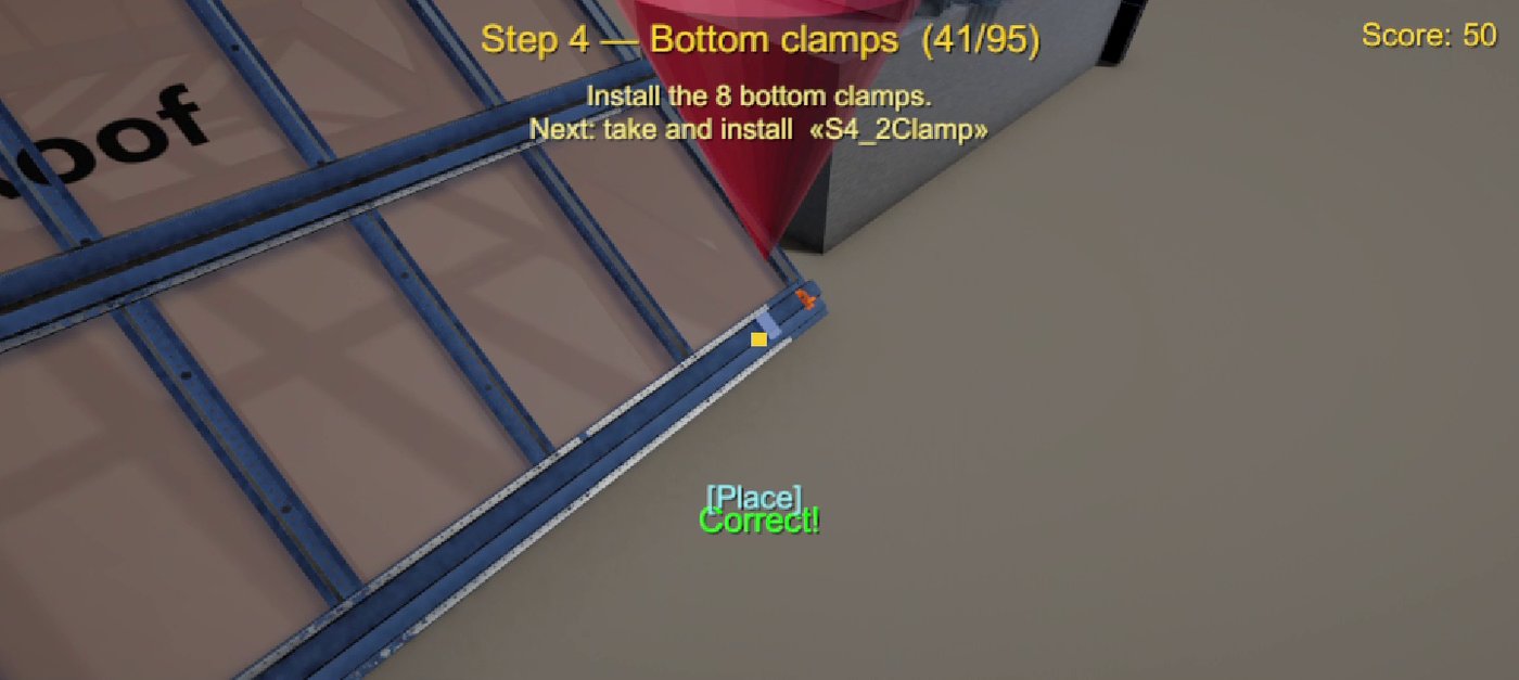 Training game feedback — a part in the right place