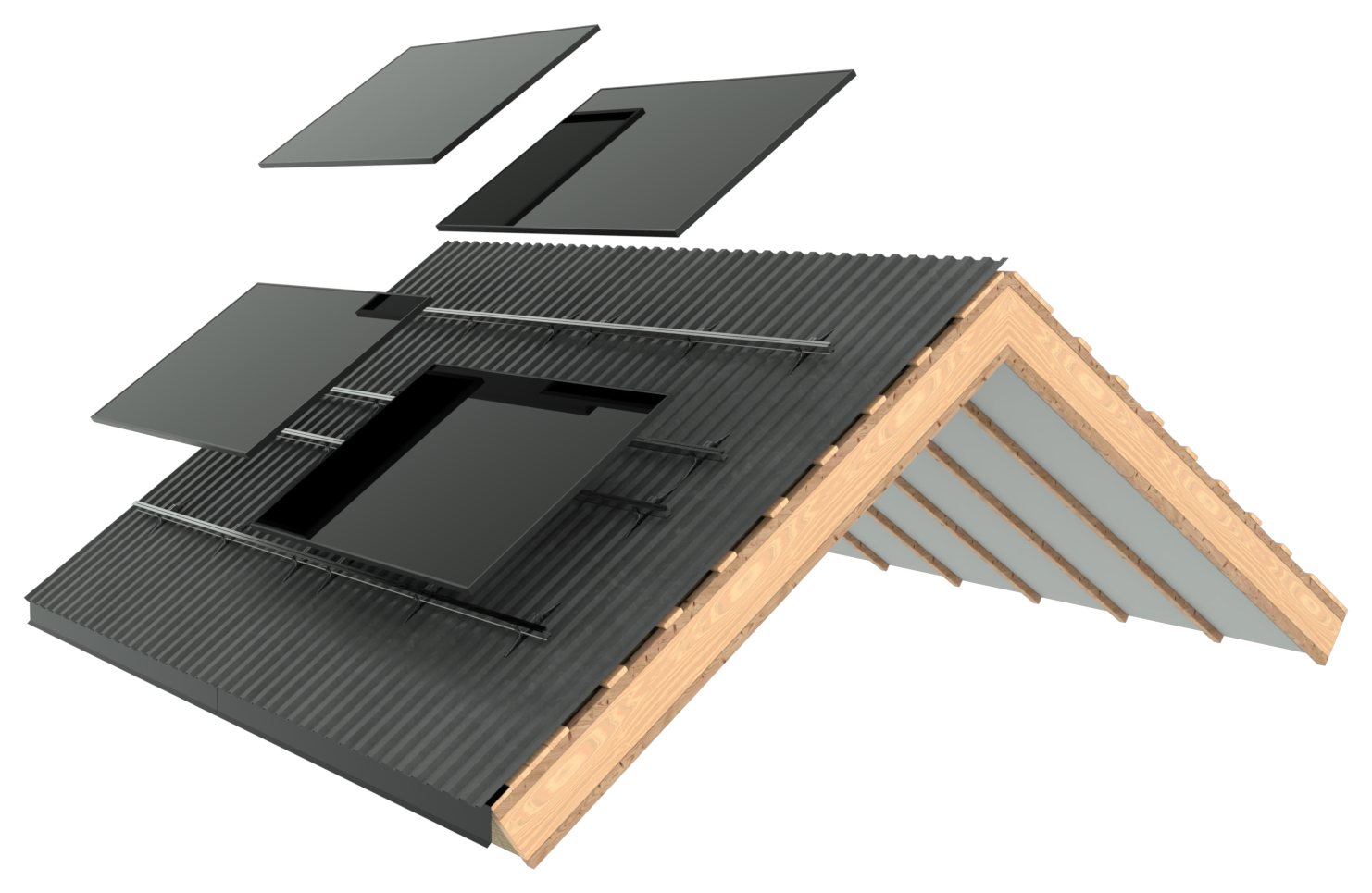 Exploded view of the roof package