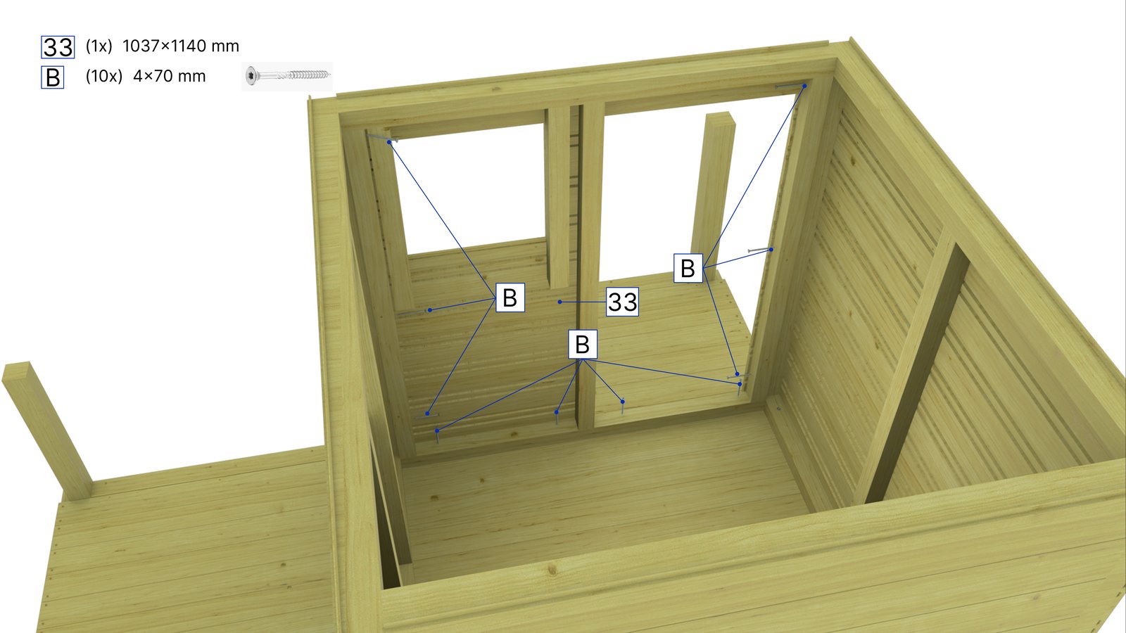 Installation manual step — installing the walls